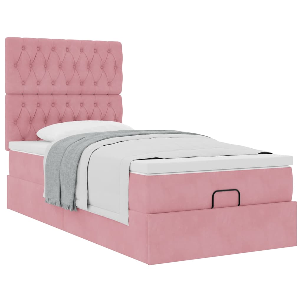 Ottoman-Bett mit Matratzen Rosa 80x200 cm Samt