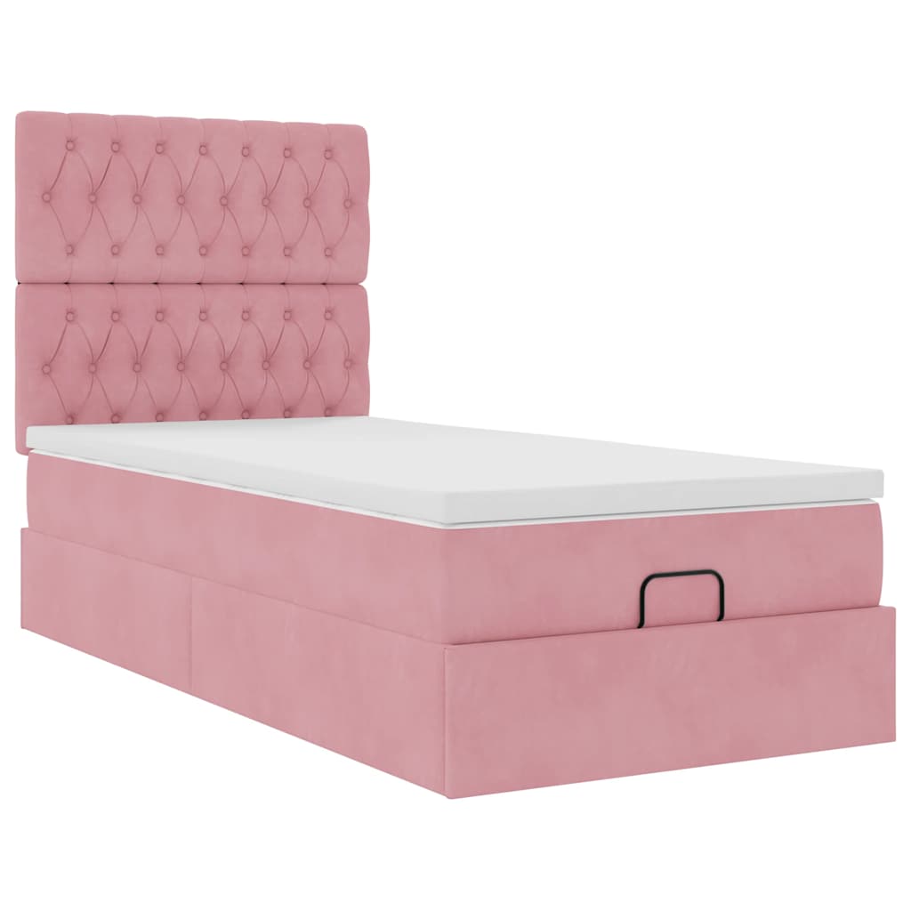 Ottoman-Bett mit Matratzen Rosa 80x200 cm Samt