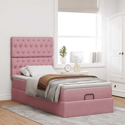 Ottoman-Bett mit Matratzen Rosa 90x190 cm Samt