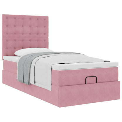 Ottoman-Bett mit Matratzen Rosa 90x190 cm Samt