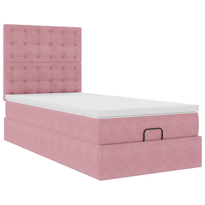 Ottoman-Bett mit Matratzen Rosa 90x190 cm Samt