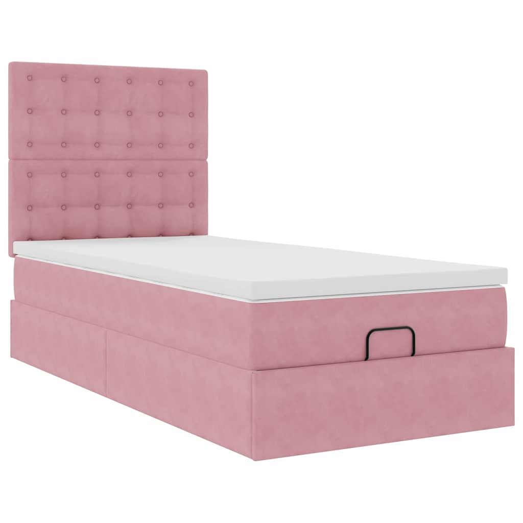 Ottoman-Bett mit Matratzen Rosa 90x200 cm Samt