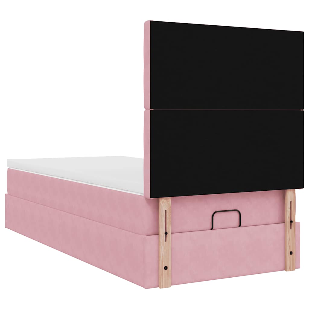 Ottoman-Bett mit Matratzen Rosa 90x200 cm Samt