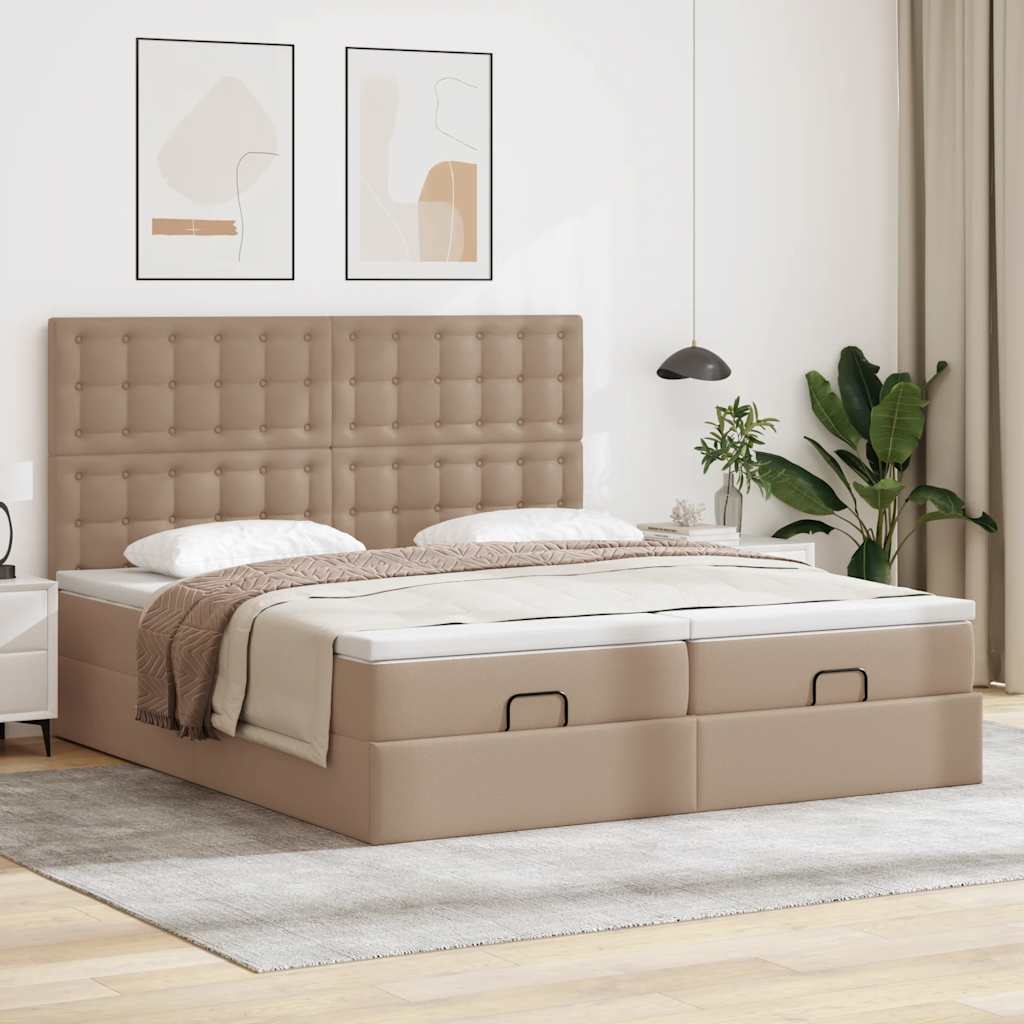 Ottoman-Bett mit Matratzen Cappuccino 200x200 cm Kunstleder