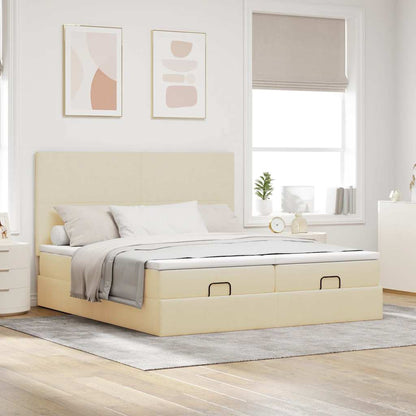 Ottoman-Bett mit Matratzen Creme 160x200 cm Stoff