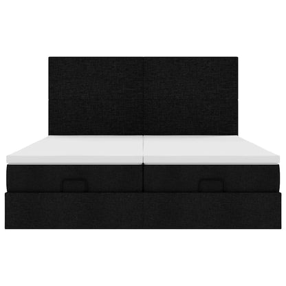 Ottoman-Bett mit Matratzen Schwarz 180x200 cm Stoff