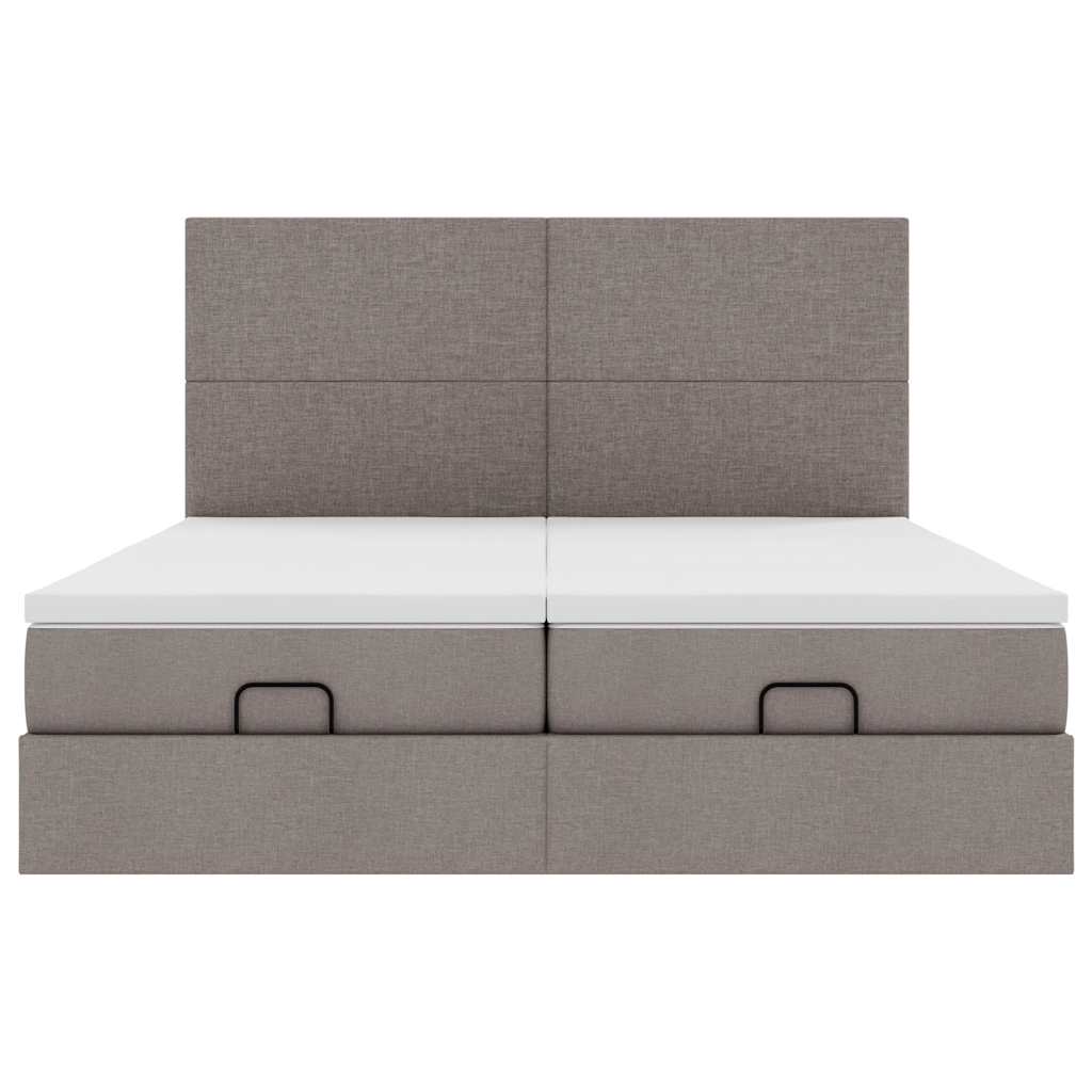 Ottoman-Bett mit Matratzen Taupe 180x200 cm Stoff