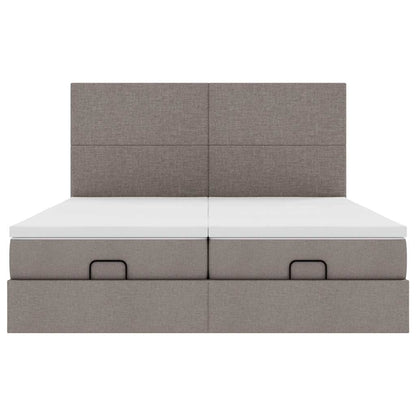 Ottoman-Bett mit Matratzen Taupe 180x200 cm Stoff