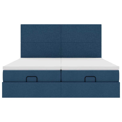 Ottoman-Bett mit Matratzen Blau 180x200 cm Stoff