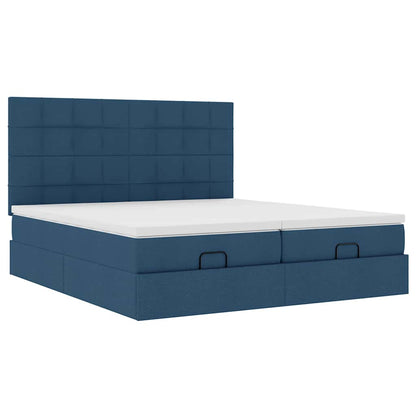 Ottoman-Bett mit Matratzen Blau 180x200 cm Stoff