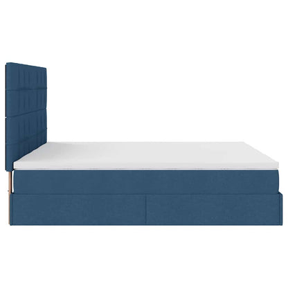 Ottoman-Bett mit Matratzen Blau 200x200 cm Stoff