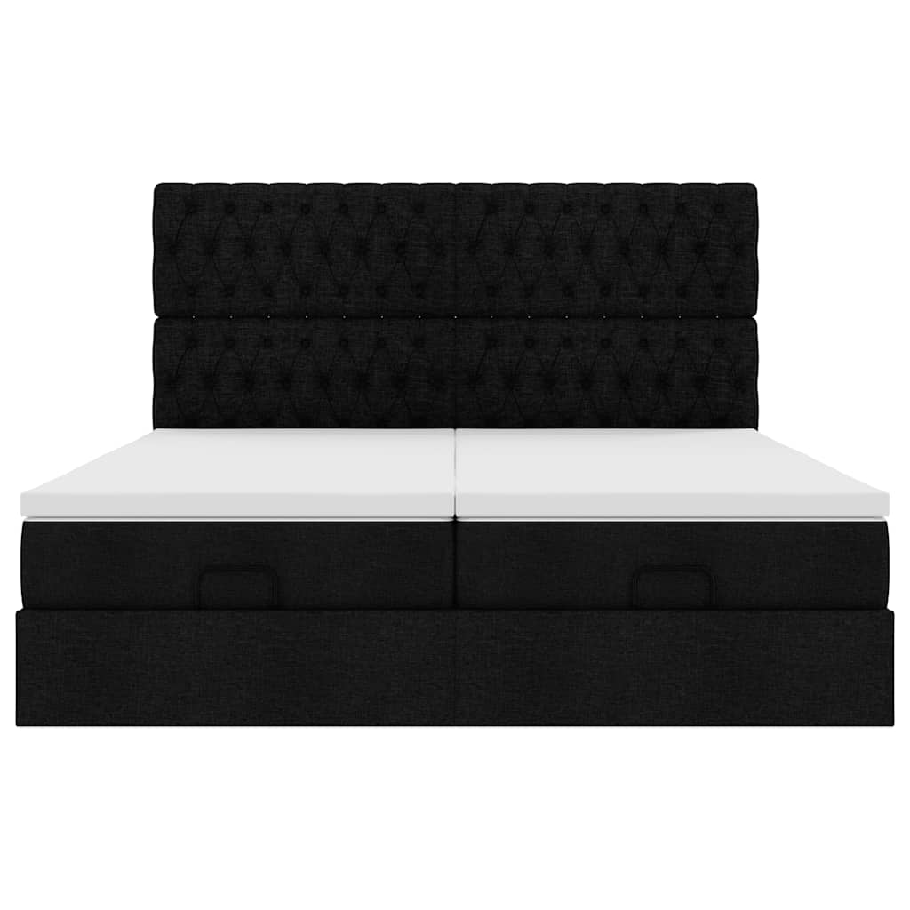 Ottoman-Bett mit Matratzen Schwarz 160x200 cm Stoff