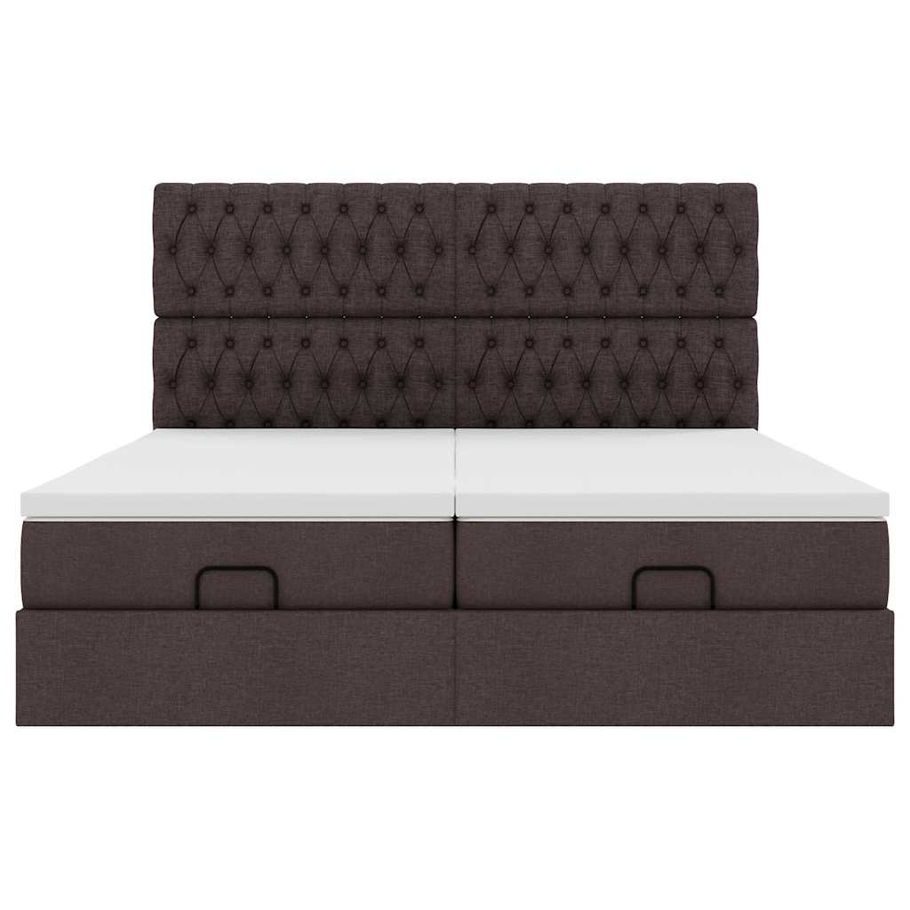 Ottoman-Bett mit Matratzen Dunkelbraun 160x200 cm Stoff