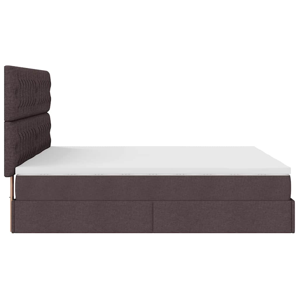 Ottoman-Bett mit Matratzen Dunkelbraun 160x200 cm Stoff