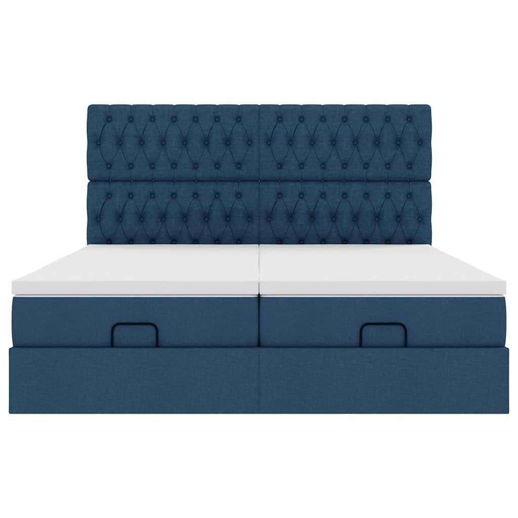 Ottoman-Bett mit Matratzen Blau 180x200 cm Stoff