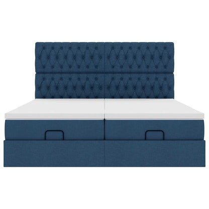 Ottoman-Bett mit Matratzen Blau 180x200 cm Stoff