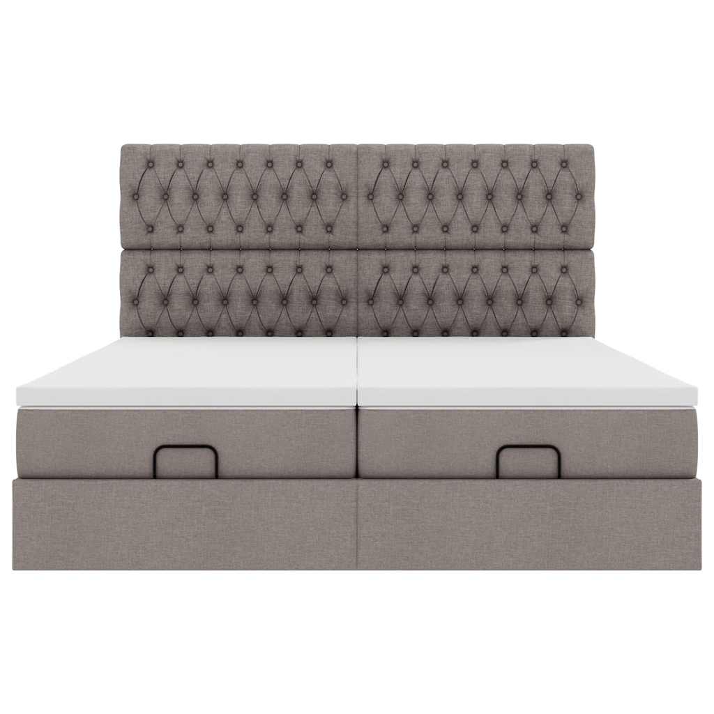 Ottoman-Bett mit Matratzen Taupe 200x200 cm Stoff