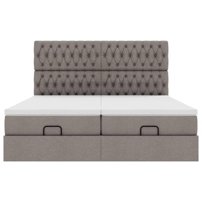 Ottoman-Bett mit Matratzen Taupe 200x200 cm Stoff