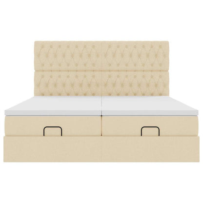 Ottoman-Bett mit Matratzen Creme 200x200 cm Stoff