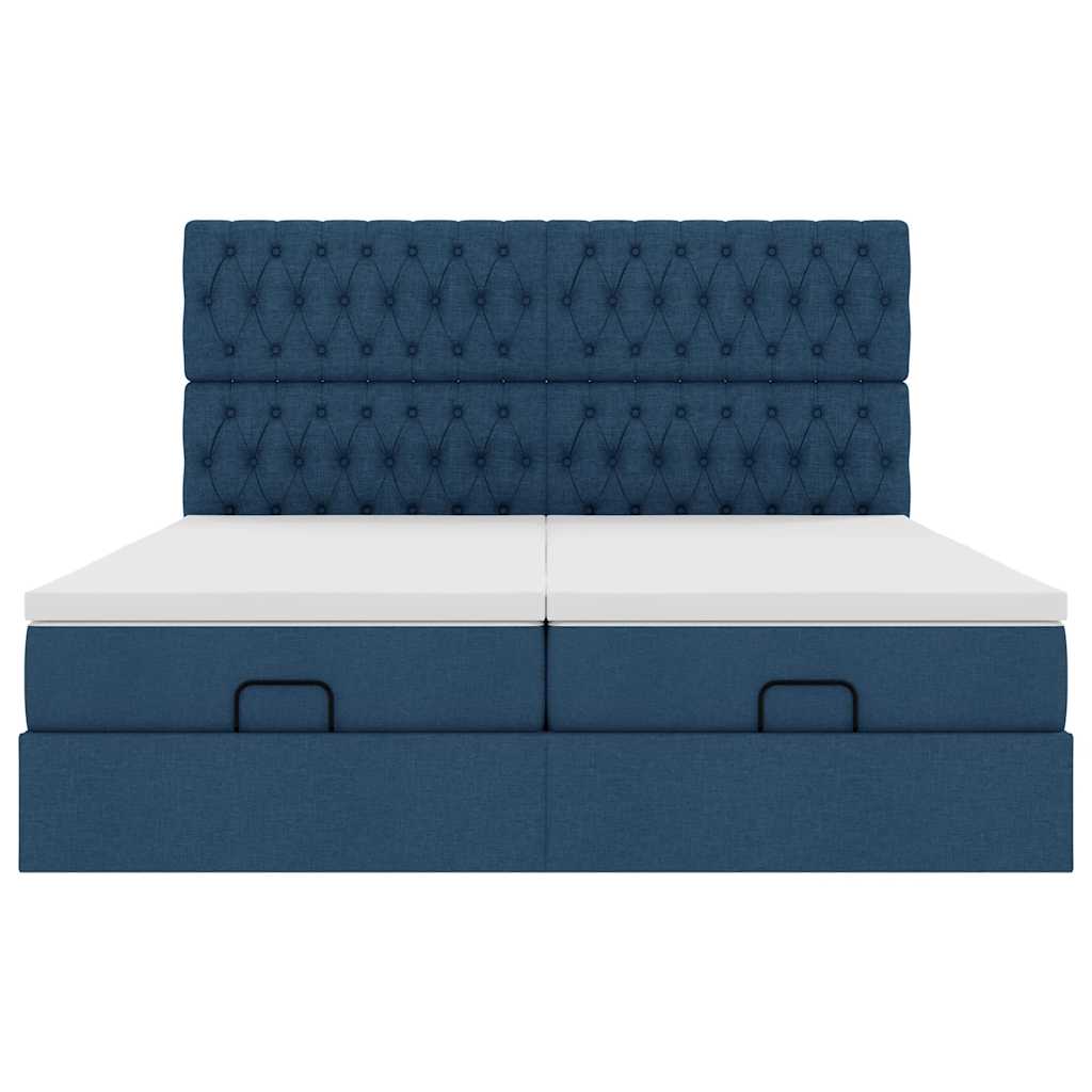 Ottoman-Bett mit Matratzen Blau 200x200 cm Stoff