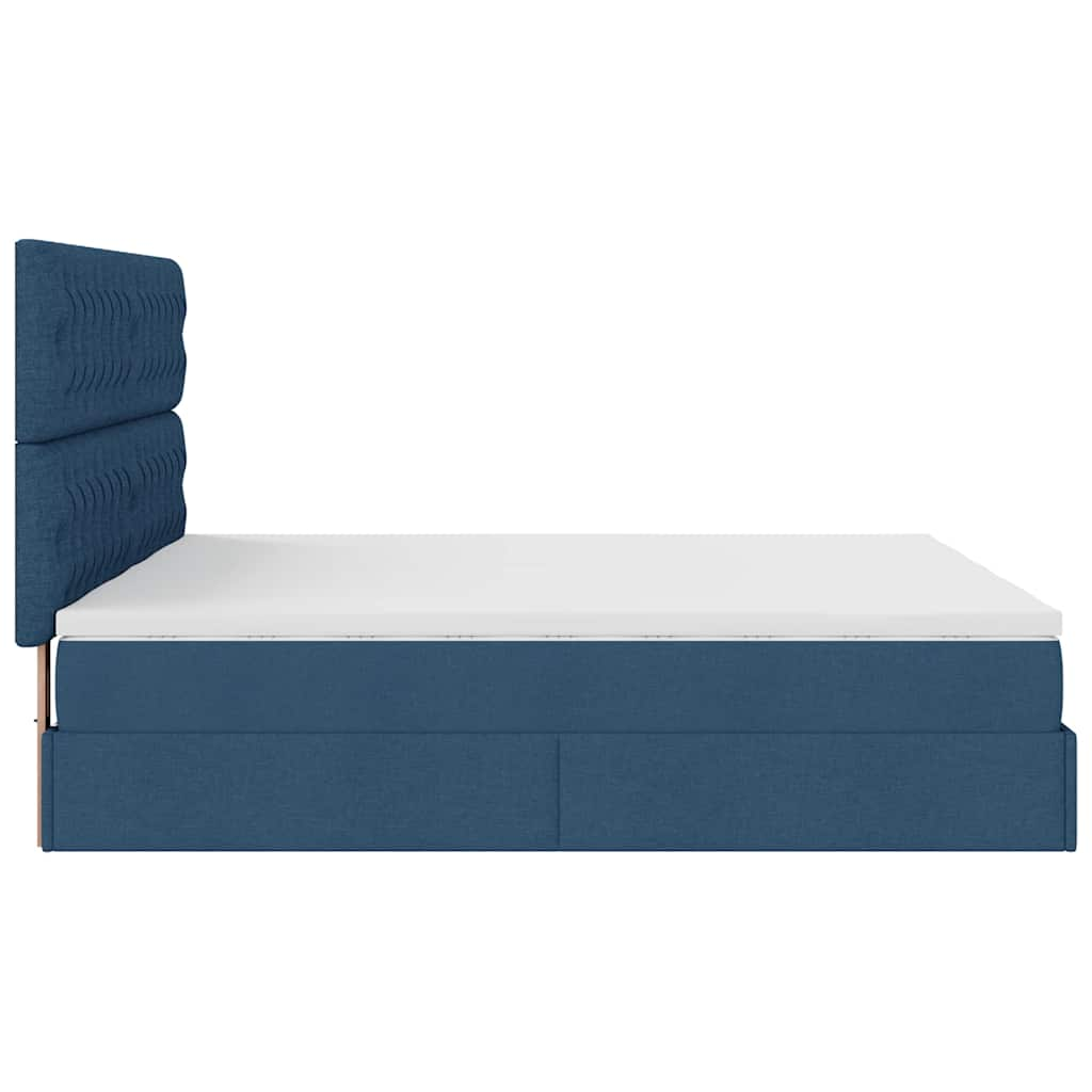 Ottoman-Bett mit Matratzen Blau 200x200 cm Stoff