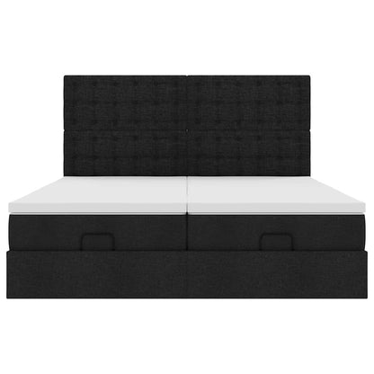 Ottoman-Bett mit Matratzen Schwarz 160x200 cm Stoff