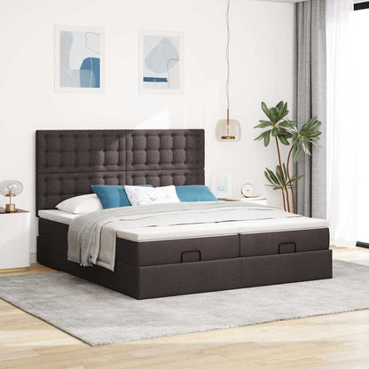 Ottoman-Bett mit Matratzen Dunkelbraun 160x200 cm Stoff