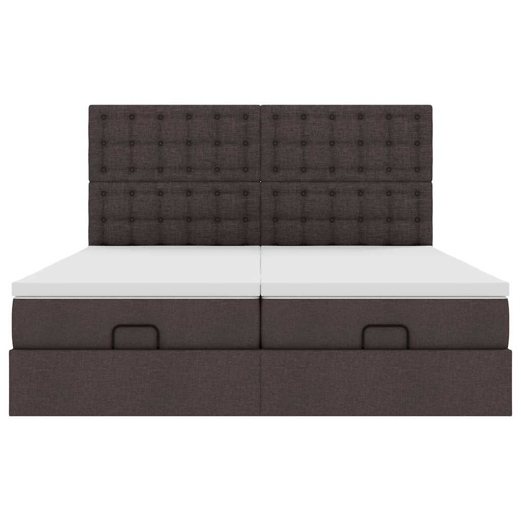 Ottoman-Bett mit Matratzen Dunkelbraun 160x200 cm Stoff