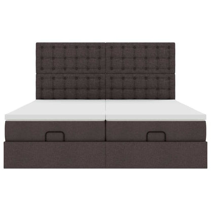 Ottoman-Bett mit Matratzen Dunkelbraun 160x200 cm Stoff