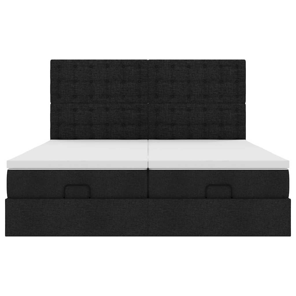 Ottoman-Bett mit Matratzen Schwarz 180x200 cm Stoff