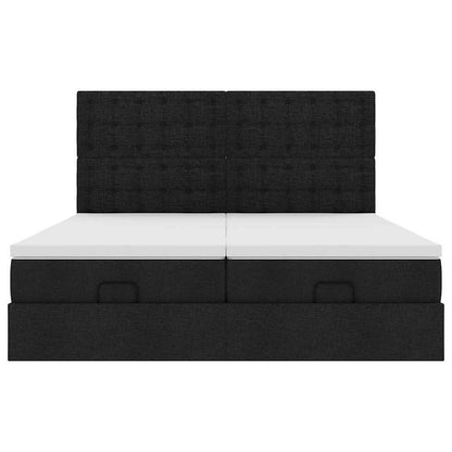 Ottoman-Bett mit Matratzen Schwarz 180x200 cm Stoff