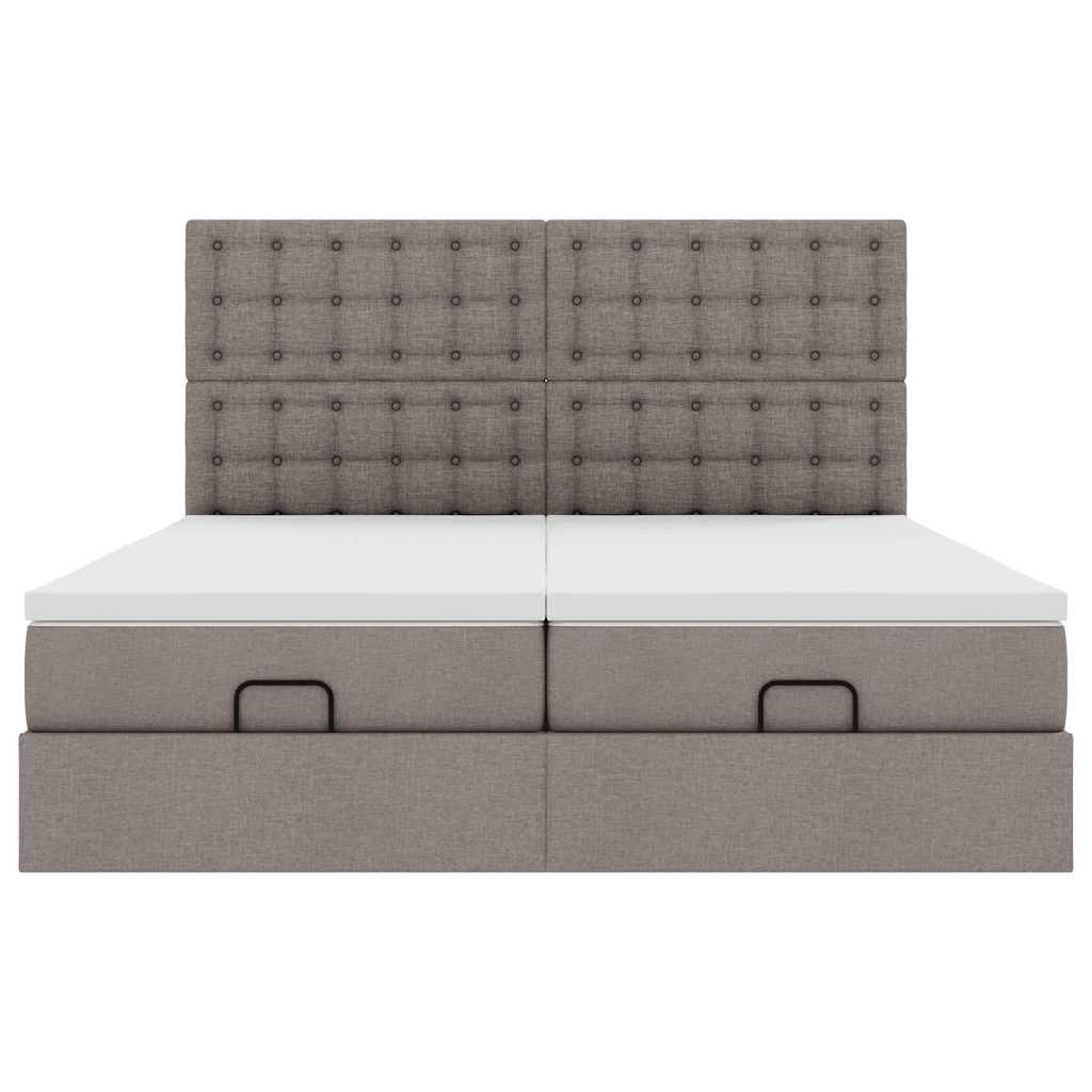 Ottoman-Bett mit Matratzen Taupe 180x200 cm Stoff