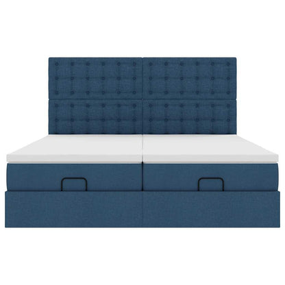 Ottoman-Bett mit Matratzen Blau 180x200 cm Stoff