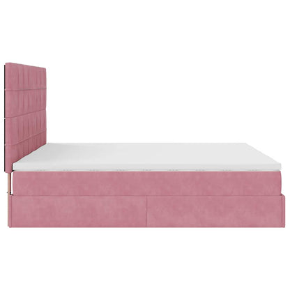 Ottoman-Bett mit Matratzen Rosa 160x200 cm Samt