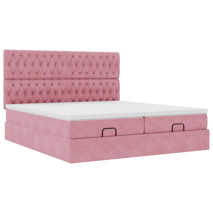 Ottoman-Bett mit Matratzen Rosa 200x200 cm Samt