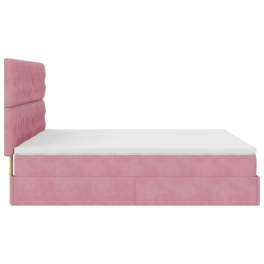 Ottoman-Bett mit Matratzen Rosa 200x200 cm Samt