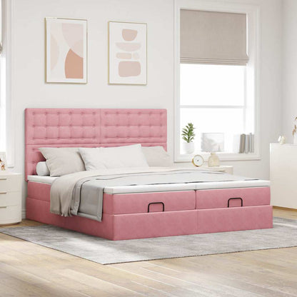 Ottoman-Bett mit Matratzen Rosa 200x200 cm Samt