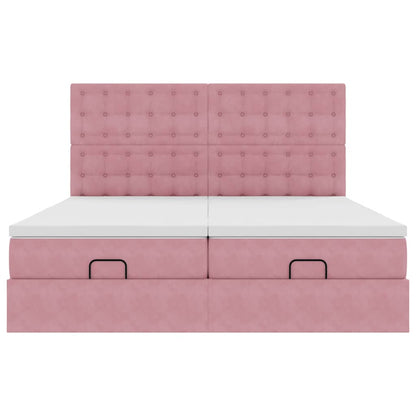 Ottoman-Bett mit Matratzen Rosa 200x200 cm Samt