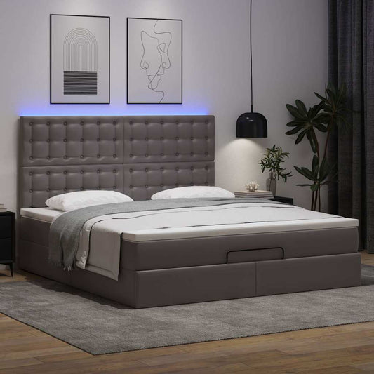 Ottoman-Bett mit Matratze Grau 160x200 cm Kunstleder