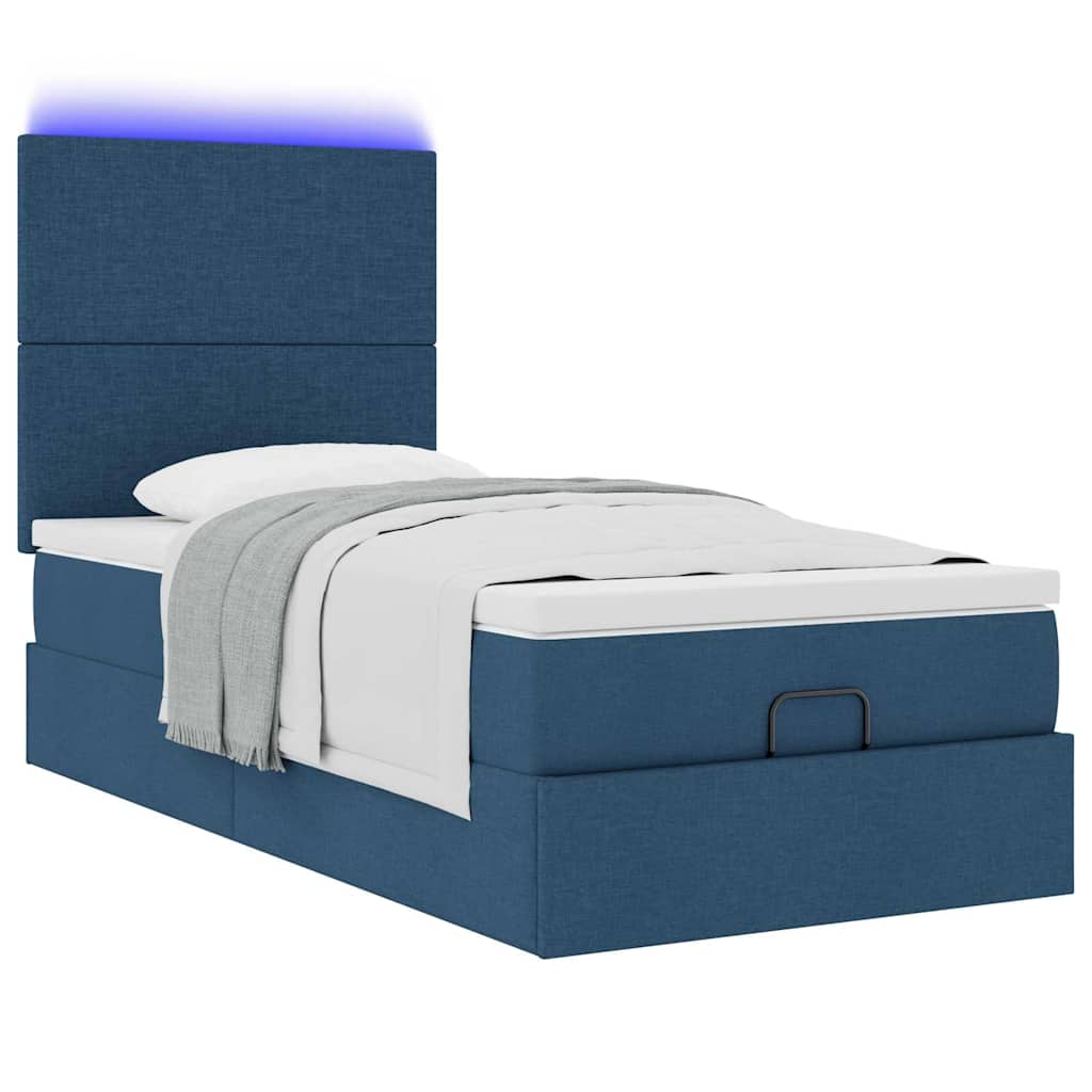 Ottoman-Bett mit Matratze Blau 90x190 cm Stoff