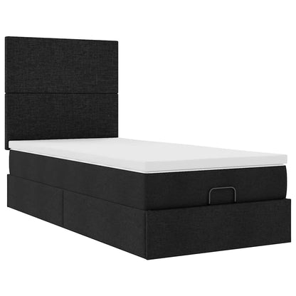 Ottoman-Bett mit Matratze Schwarz 100x200 cm Stoff