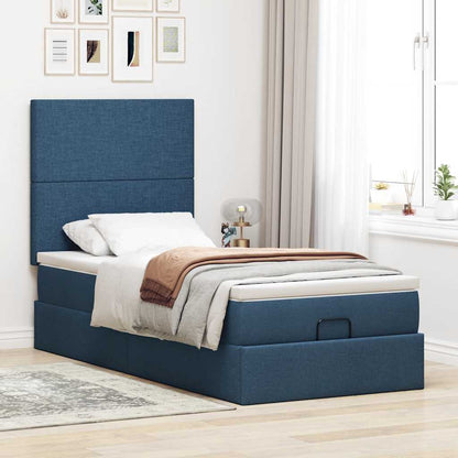 Ottoman-Bett mit Matratze Blau 100x200 cm Stoff