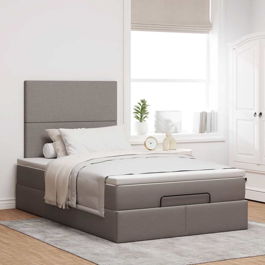 Ottoman-Bett mit Matratze Taupe 120x200 cm Stoff