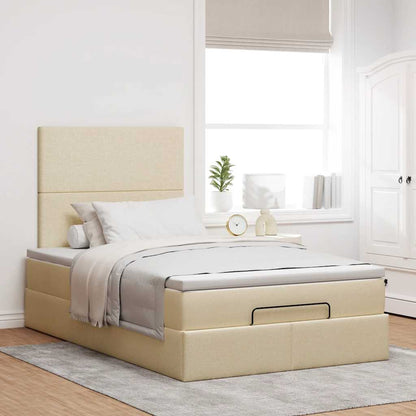 Ottoman-Bett mit Matratze Creme 120x200 cm Stoff