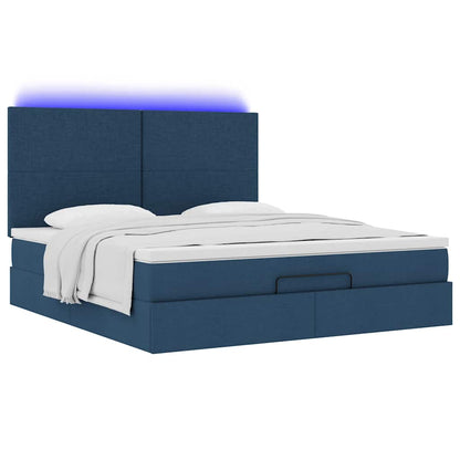 Ottoman-Bett mit Matratze Blau 160x200 cm Stoff