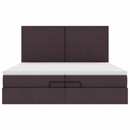 Ottoman-Bett mit Matratzen Dunkelbraun 200x200 cm Stoff