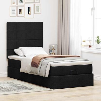 Ottoman-Bett mit Matratze Schwarz 80x200 cm Stoff