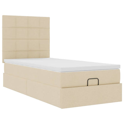 Ottoman-Bett mit Matratze Creme 90x200 cm Stoff