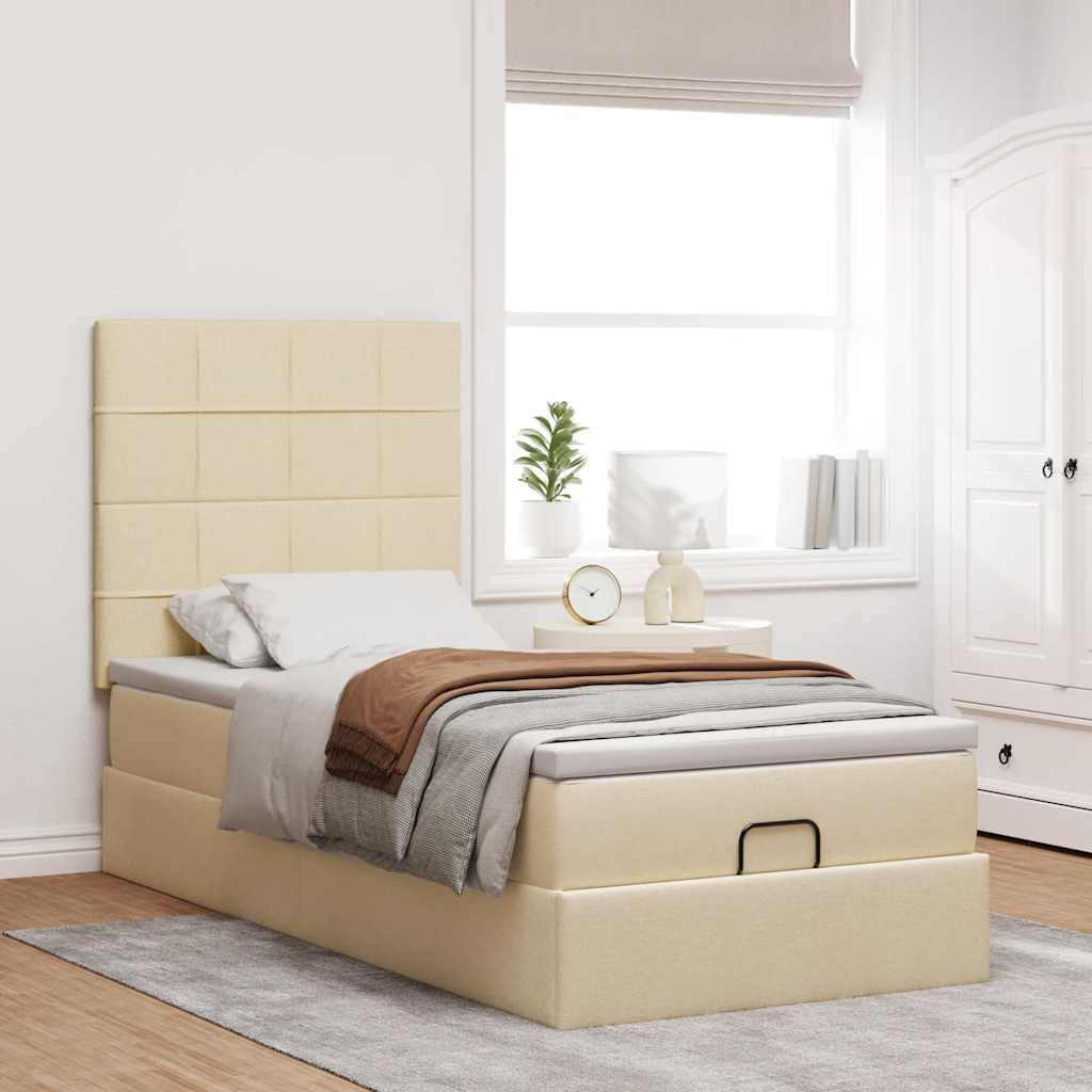 Ottoman-Bett mit Matratze Creme 100x200 cm Stoff