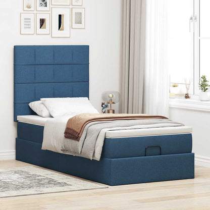 Ottoman-Bett mit Matratze Blau 100x200 cm Stoff